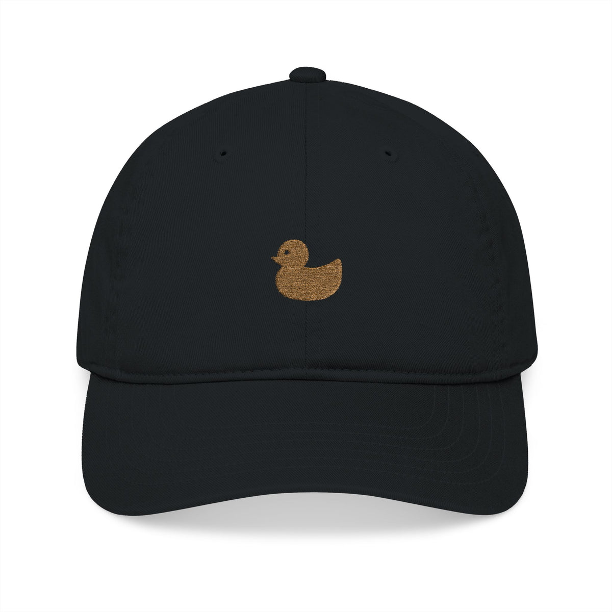 Embroidered Gold Duck Organic Baseball Cap — Eco Cotton Adjustable Hat