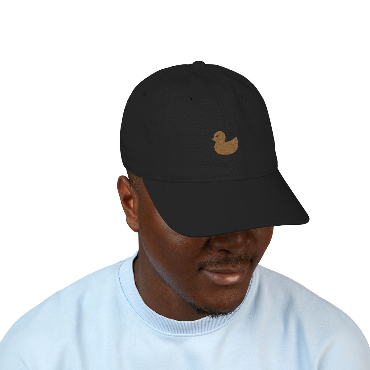 Embroidered Gold Duck Organic Baseball Cap — Eco Cotton Adjustable Hat